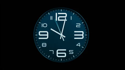 Modern light blue clock face moving fast forward time lapse Stock Footage 127387641