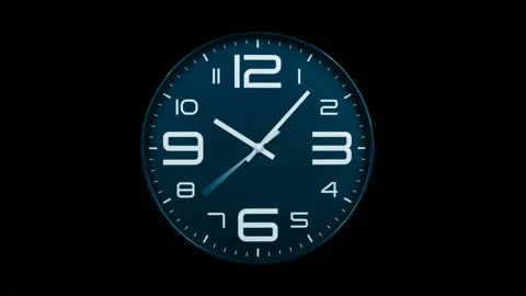 Modern light blue clock face moving fast forward time lapse Stock Footage 127387719