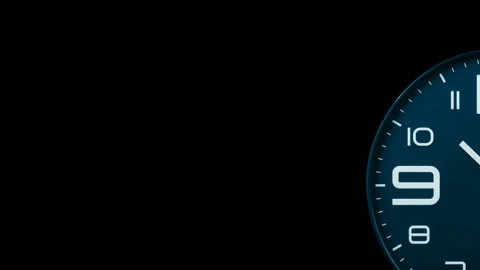 Modern light blue clock face moving fast forward transition Video stock 127468465