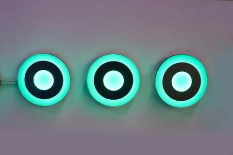 Modern light blue power on button Stock Photos