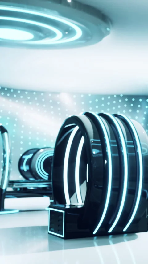 Modern light display in a high tech building during daytime hours Stock Footage 335691447
