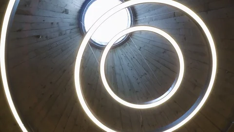 Modern light feature at time tunnel inside Bran Castle (aka Dracula's Video stock 119922996