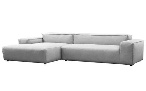 Modern light gray fabric sofa. 3d render Stock Illustration