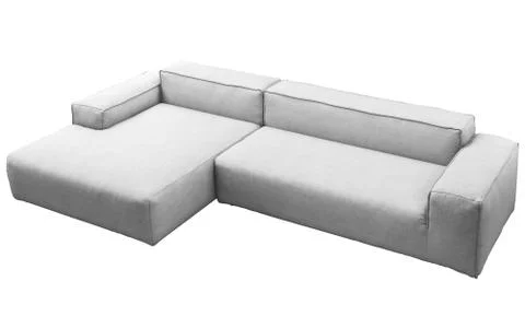 Modern light gray fabric sofa. 3d render Stock Illustration