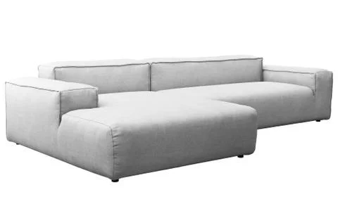 Modern light gray fabric sofa. 3d render Stock Illustration