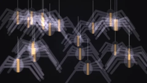 Modern light installation with abstract shapes in motion Stock Footage 339104253