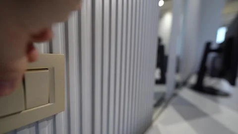 Modern Light Switch on Grooved Wall Texture 스톡 동영상 307487380