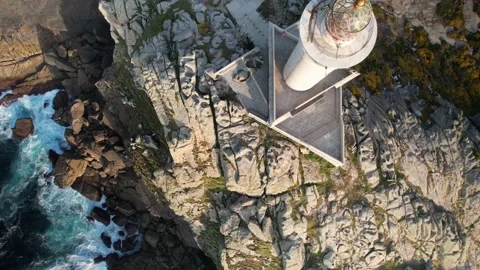 Modern Lighthouse, aerial ascend, topdown Stock Footage 227575241