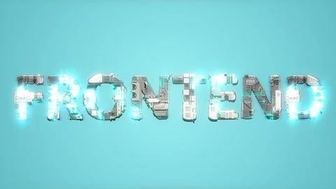 Modern lighting cybernetic text FRONTEND on blue background Stock Illustration
