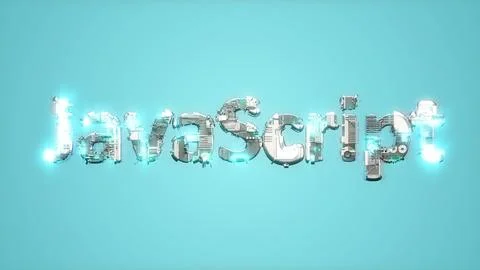 Modern lighting cybernetic text JavaScript on blue background Stock Illustration