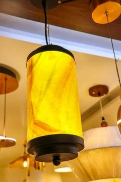 Modern Lighting Store Interior with Decorative Fixtures Stock Photos