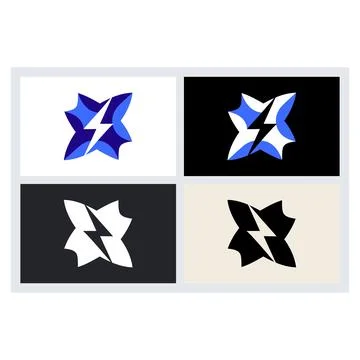 Modern Lightning Bolt Logo Symbol Set 库存插图