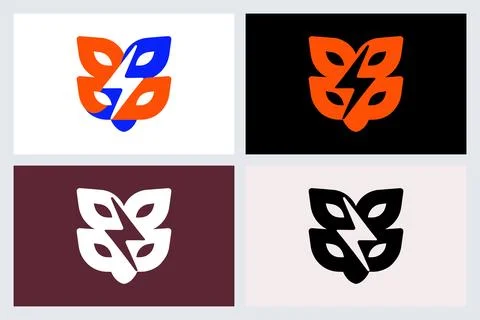 Modern Lightning Leaf Logo Design Collection Stock-Illustration