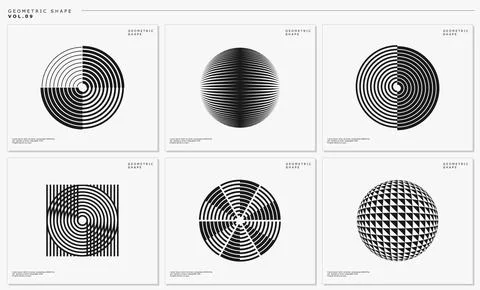 Modern line abstract circle logo design template set. Technology sphere logo. Stock Illustration