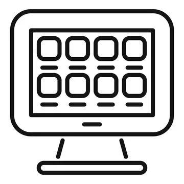 Modern line art illustration of computer monitor Stock Illustration