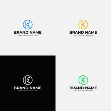 Modern line art style Initial letter k logo design vector template. K letter  Stock Illustration