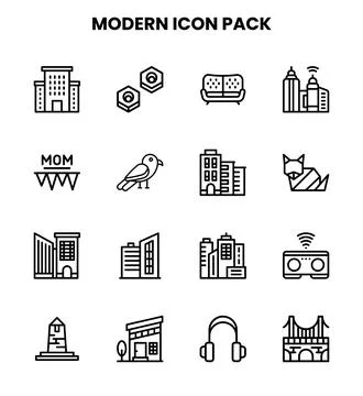 Modern Line Design Icons Pack Stock Illustration