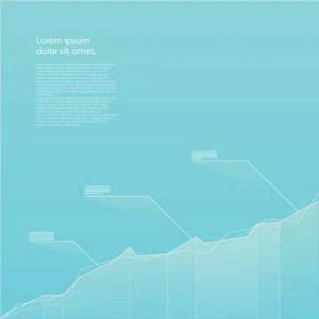 Modern line graph vector element with blue color gradients. Data visualization Stock Illustration