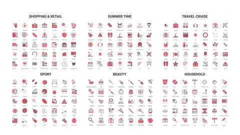 Modern Line Icon Set for Multiple Categories Иллюстрация