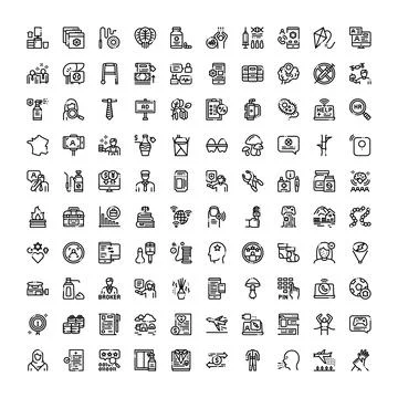Modern line icons set technology health business 스톡 일러스트