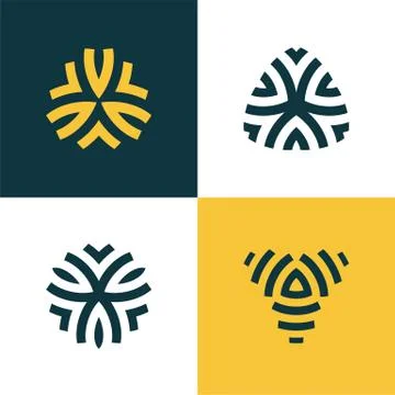 Modern line logos. Set of creative geometric shapes for web design. Abstract Stock Illustration