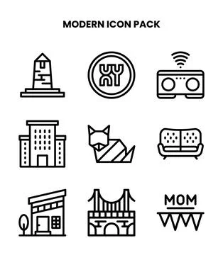 Modern Line UI Icons Pack Stock Illustration