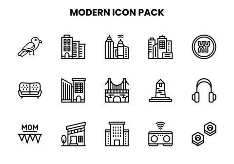 Modern Line UI Icons Pack Stock Illustration