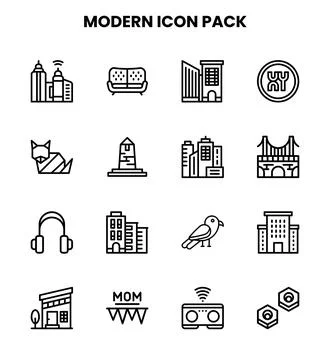 Modern Line Vector Icons Pack Stock Illustration