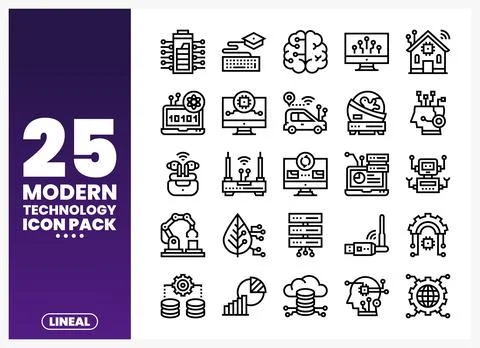 Modern Lineal Technology Icons Stock Illustration