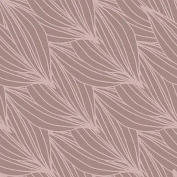Modern linear leaves shape seamless pattern. Abstract line art floral wallpap Stock Illustration