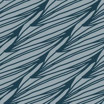 Modern linear leaves shape seamless pattern. Abstract line art floral wallpap Illustrazione stock