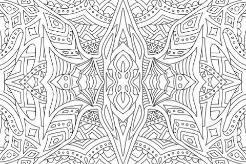 Modern linear pattern for adult coloring book page Stock Illustration