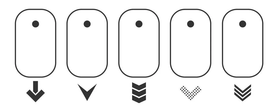 Modern linear pictogram of scroll down on the computer mouse. Concept line icon Illustrazione stock