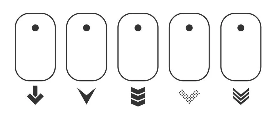 Modern linear pictogram of scroll down on the computer mouse. Concept line icon Stock Illustration