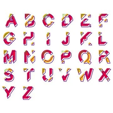 Modern linear typographic alphabet 스톡 일러스트