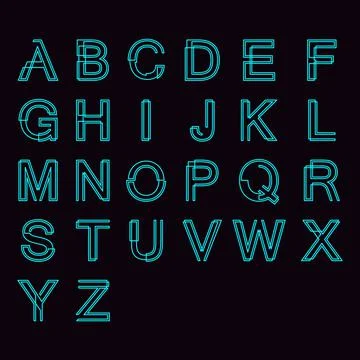 Modern linear typographic alphabet Stock Illustration
