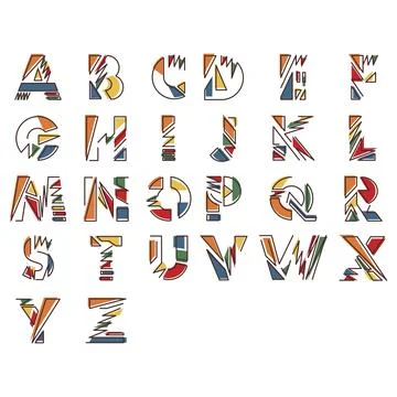 Modern linear typographic alphabet in a set 스톡 일러스트