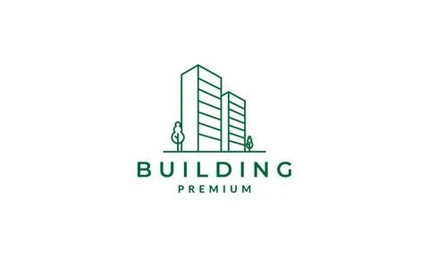 Modern lines building with trees logo symbol vector icon illustration graph.. Stock Illustration