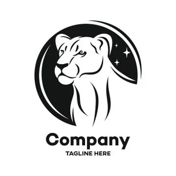 Modern Lioness logo Illustrazione stock