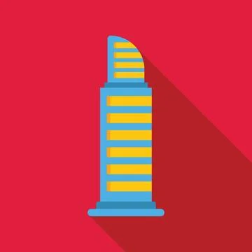 Modern lipstick shaped skyscraper standing tall against red background Ilustração Stock