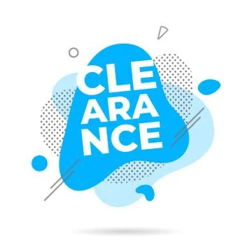 Modern liquid abstract CLEARANCE text flat style design Stock Illustration