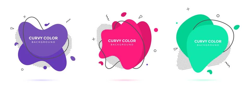 Modern liquid irregular amoeba blob shape abstract elements graphic flat style Illustrazione stock