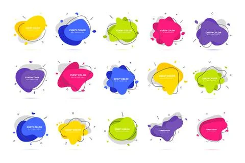 Modern liquid irregular amoeba blob shape abstract elements graphic flat style Stock Illustration