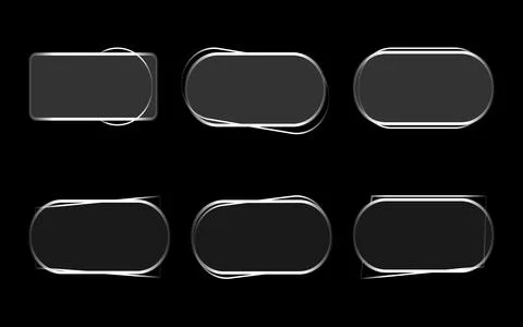 Modern liquid style frame overlays with double silver outline on black bg Illustrazione stock