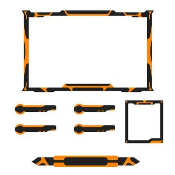 Modern live stream overlay frame and lower third banners set design Stock Illustration