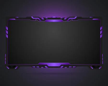 Modern live stream overlay gaming interface video panel on black background Illustrazione stock