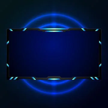 Modern live stream overlay webcam video panel with neon ring lights background Stock Illustration
