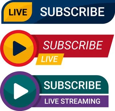 Modern Live Streaming and Subscribe Button Collection Stock Illustration