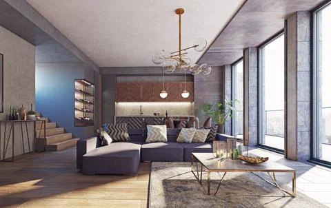Modern living interior Stock Illustration
