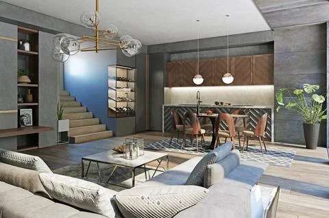 Modern living interior Illustrazione stock